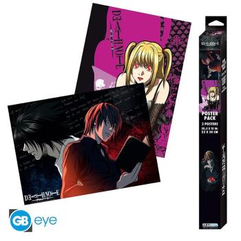 DEATH NOTE - Set 2 Poster Chibi "L vs Light und Misa"  Welche Seite der Gerechtigkeit werden Sie verfolgen? Werden Sie L beitreten oder wie Misa und Light Yagami beitreten? Wählen Sie mit diesem Set von 2 Death Note Postern!